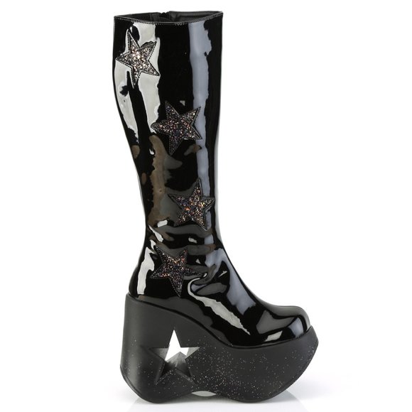 Platform Festival Gothic Wedge Glitter Knee High Boots - Picture 1 of 5